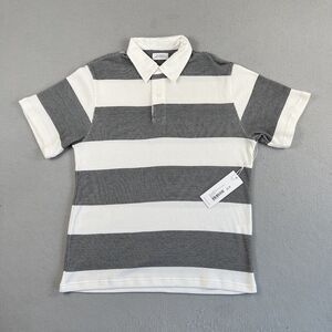 NWT Saturdays‎ NYC Jake Waffle Stripe Short Sleeve Polo Shirt Black Men’s Size S